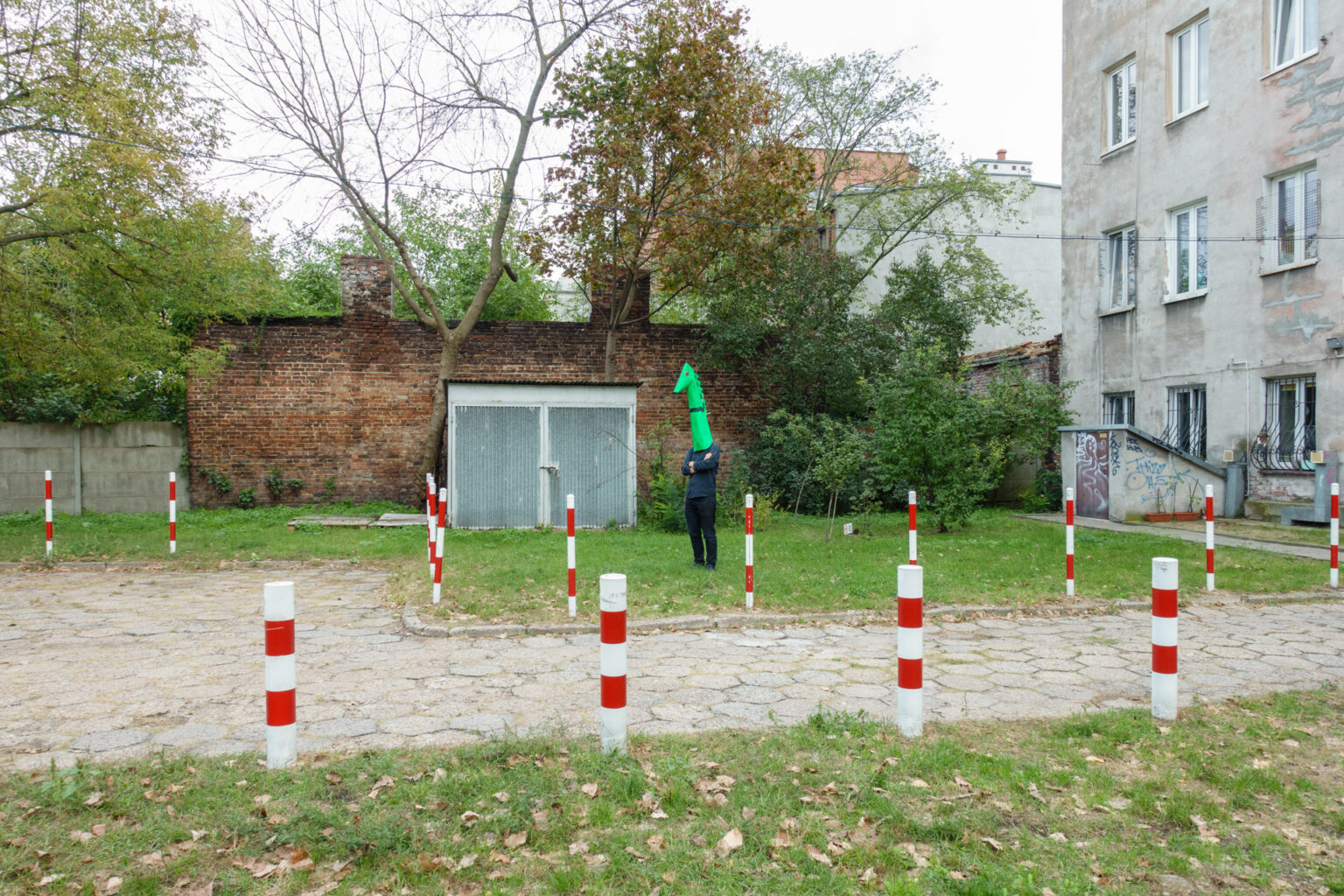 Wojtek as a monster in Poland, on a derelict parking in Warsaw